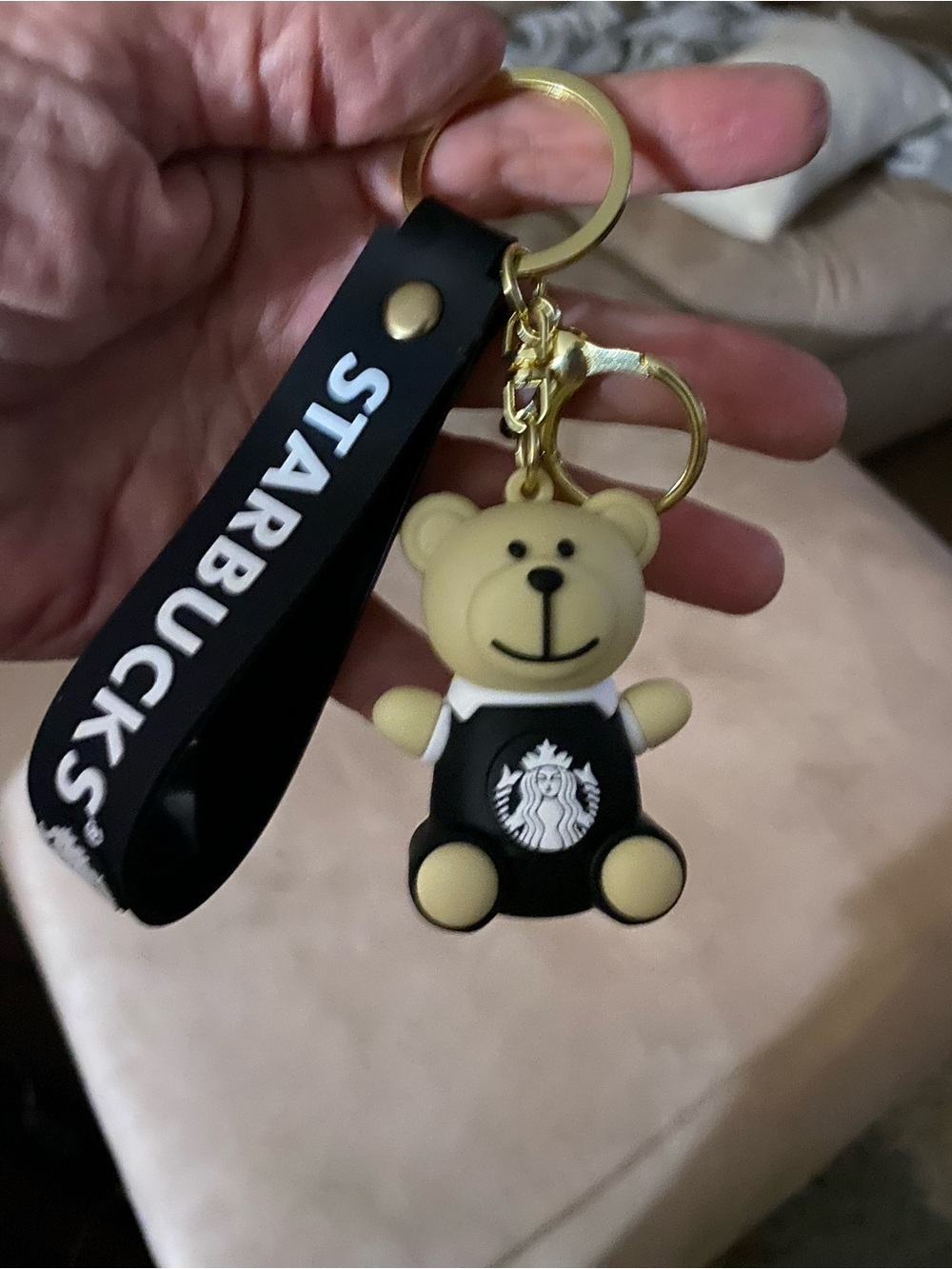 Starbucks Black and Gold Bear Keychain/Bag Charm